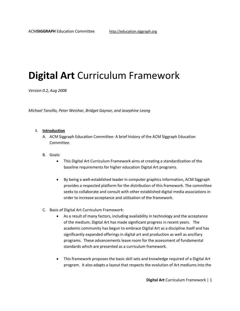 Digital Art Curriculum Framework