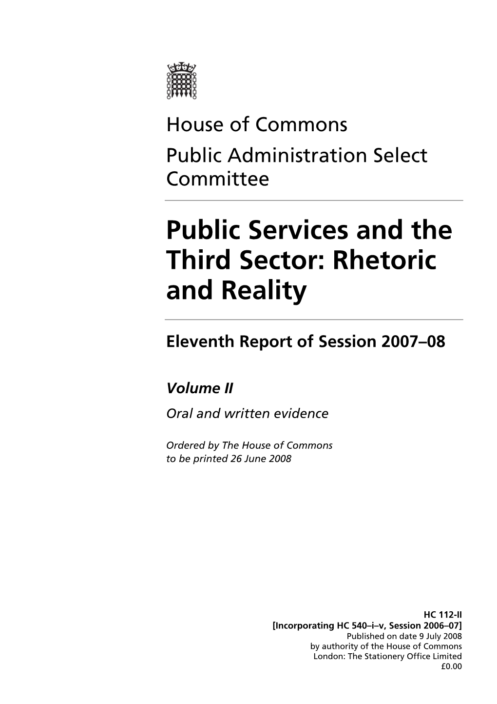 Public Services and the Third Sector: Rhetoric and Reality