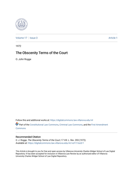 The Obscenity Terms of the Court