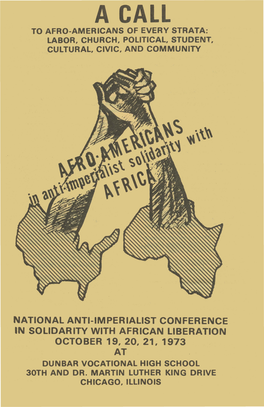 Atio'nal Anti-Imperialist Conference Solidarity with African Liberation October 19,20,21,1973 at Du Bar Vocational High School 30Th and Dr
