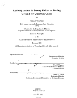 Rydberg Atoms in Strong Fields: a Testing Ground for Quantum Chaos by Michael Courtney
