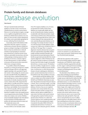 Protein Family and Domain Databases Database Evolution Clare Samson