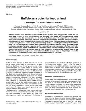 Buffalo As a Potential Food Animal