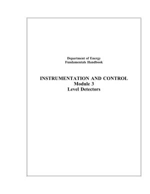 INSTRUMENTATION and CONTROL Module 3 Level Detectors