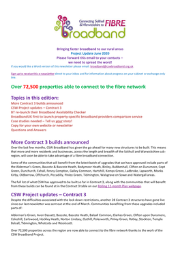 Over 72,500 Properties Able to Connect to the Fibre Network Topics In