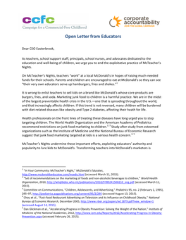 Open Letter from Educators