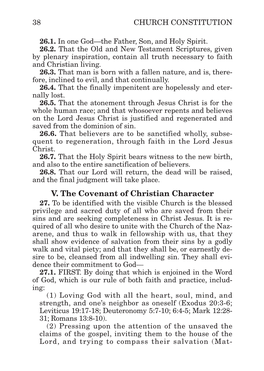 V. the Covenant of Christian Character 27