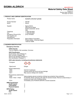 Material Safety Data Sheet Version 4.3 Revision Date 10/05/2012 Print Date 12/17/2013