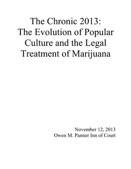 The Evolution of Popular Culture and the Legal Treatment of Marijuana