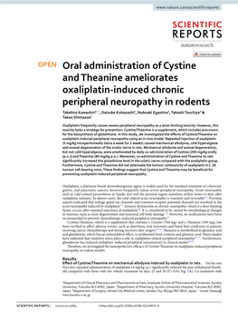Oral Administration of Cystine and Theanine Ameliorates Oxaliplatin