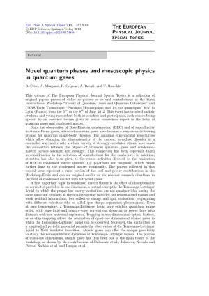 Novel Quantum Phases and Mesoscopic Physics in Quantum Gases