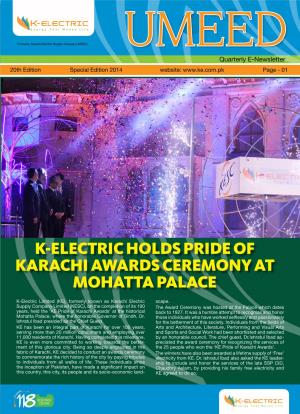 K-Electric Holds Pride of Karachi Awards Ceremony at Mohatta Palace