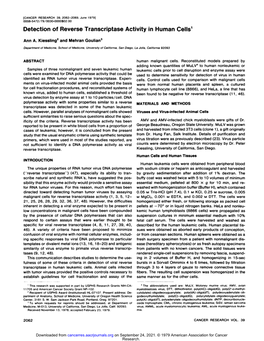 Detection of Reverse Transcriptase Activity in Human Cells1