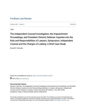 The Independent Counsel Investigation, The