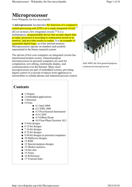 Microprocessor� ��Wikipedia,�The�Free�Encyclopedia Page� 1�Of� 16