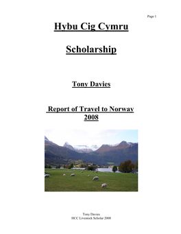 Hybu Cig Cymru Scholarship