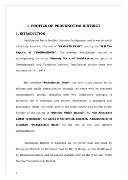 I. Profile of Pudukkottai District