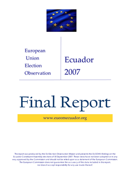 Ecuador Constituent Assembly Elections 2007 Report by The