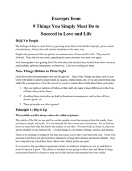 Excerpts from 9 Things You Simply Must Do to Succeed in Love and Life