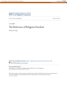 The Relevance of Religious Freedom Michael K