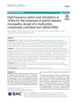 High-Frequency Spinal Cord Stimulation at 10 Khz for the Treatment Of