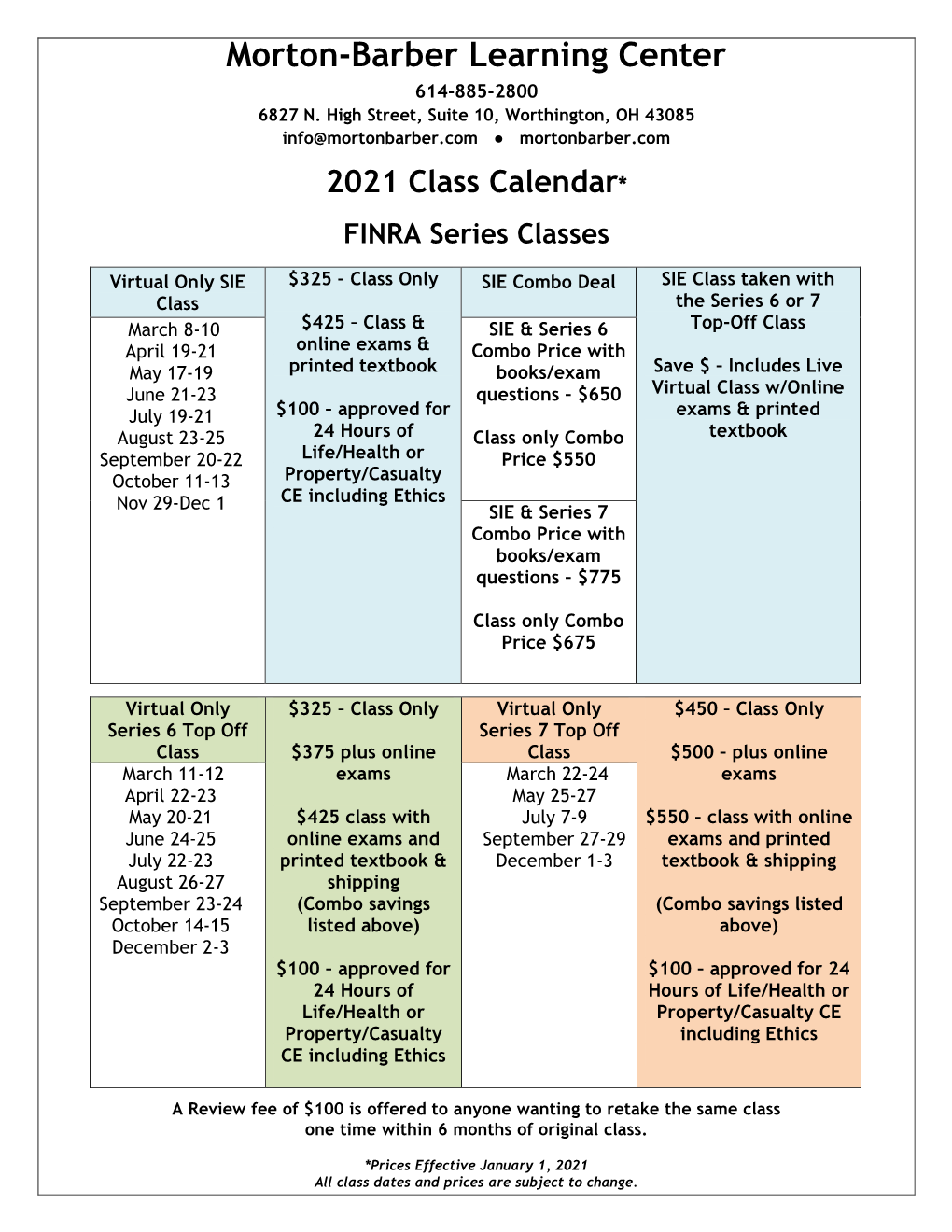 FINRA Securities Classes