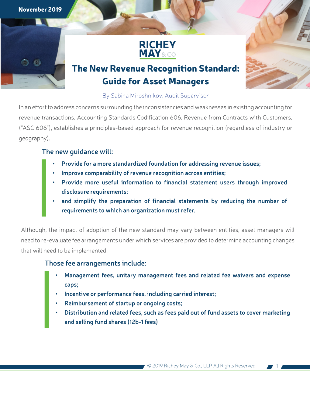 The New Revenue Recognition Standard: Guide for Asset Managers