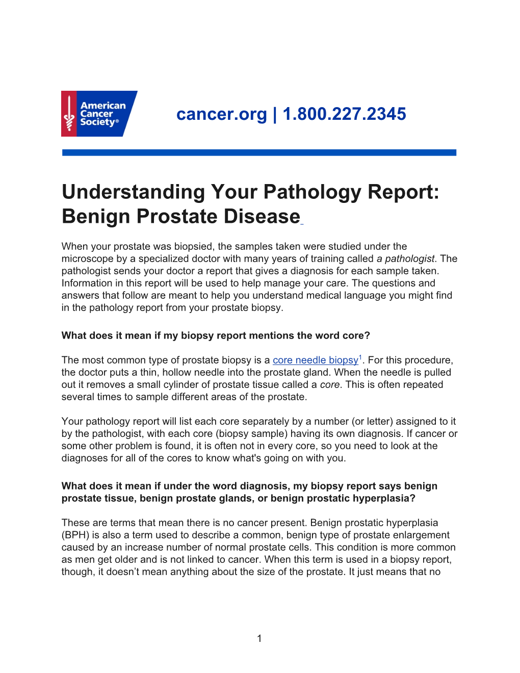 Understanding Your Pathology Report: Benign Prostate Disease