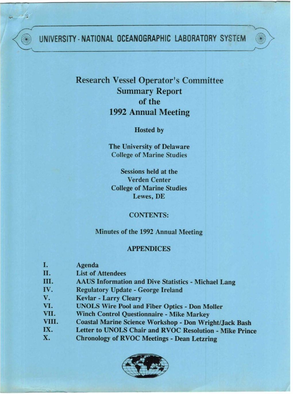 1992 RVOC Annual Meeting Summary Report