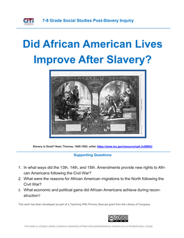 Did African American Lives Improve After Slavery?