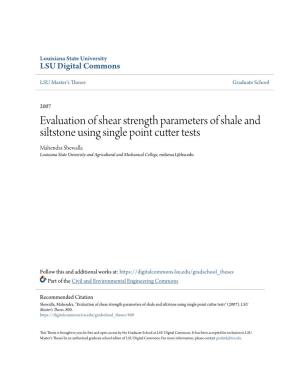 Evaluation of Shear Strength Parameters of Shale and Siltstone