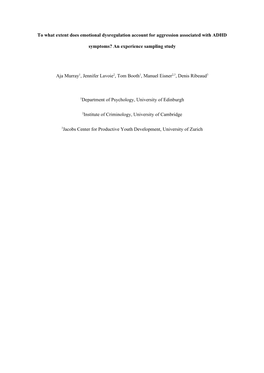 To What Extent Does Emotional Dysregulation Account for Aggression Associated with ADHD