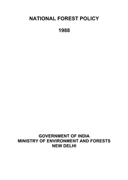 National Forest Policy