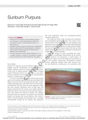 Sunburn Purpura