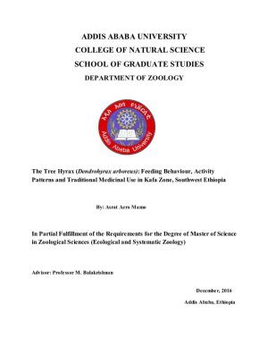 Addis Ababa University College of Natural Science School of Graduate Studies Department of Zoology