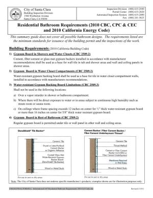 Residential Bathroom Requirements (2010 CBC, CPC &