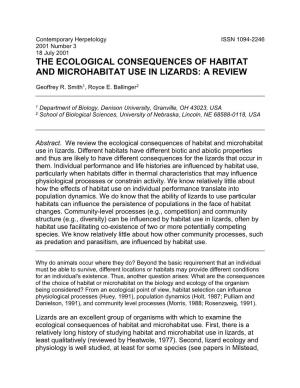 The Ecological Consequences of Habitat and Microhabitat Use in Lizards: a Review