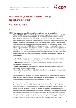 Your CDP Climate Change Questionnaire 2020 C0. Introduction