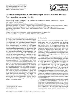 Chemical Composition of Boundary Layer Aerosol Over the Atlantic Ocean and at an Antarctic Site