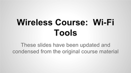 Wireless Course: Wi-Fi Tools
