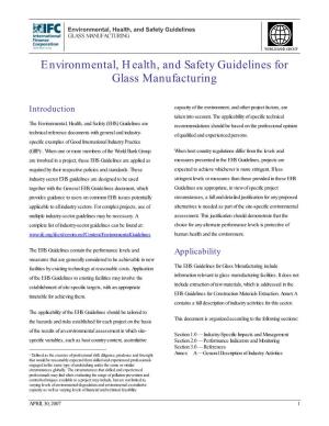 Environmental, Health, and Safety Guidelines for Glass Manufacturing
