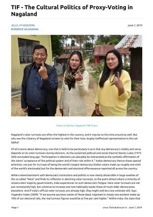 The Cultural Politics of Proxy-Voting in Nagaland