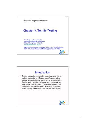 Chapter 3: Tensile Testing Introduction