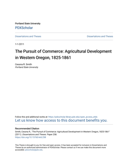 Agricultural Development in Western Oregon, 1825-1861