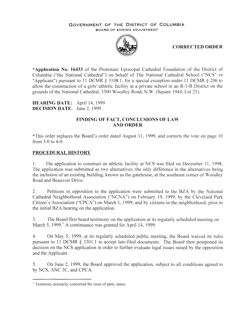 Board of Zoning Adjustment Order No. 16433