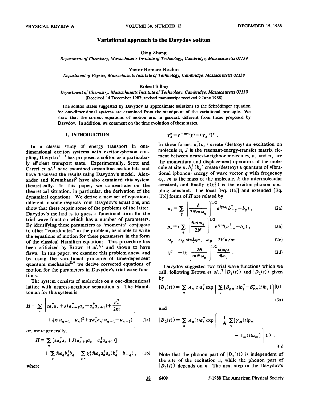 Variational Approach to the Davydov Soliton 6411