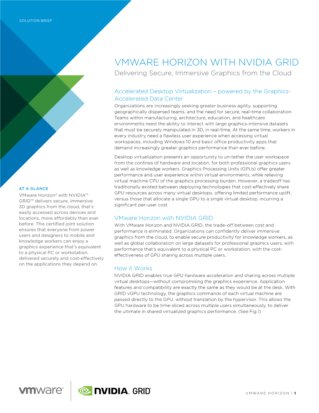 VMWARE HORIZON with NVIDIA GRID Delivering Secure, Immersive Graphics from the Cloud