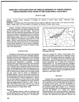 Mercury Contamination of Stream Sediment in North Georgia from Former Gold Mines in the Dahlonega Gold Belt