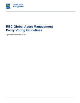 RBC Global Asset Management Proxy Voting Guidelines