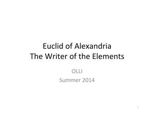 Euclid of Alexandria the Writer of the Elements